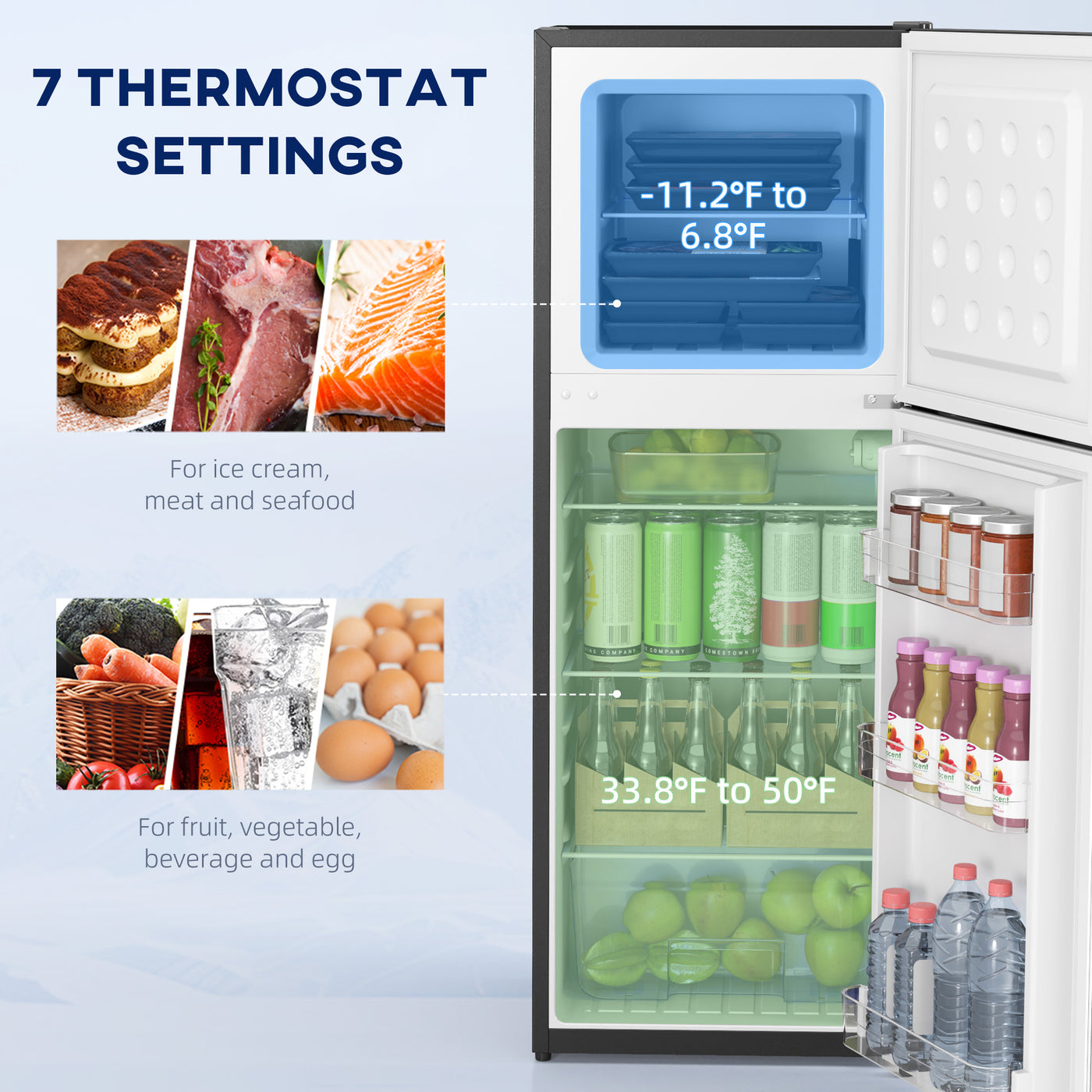 Double Door Mini Fridge with Freezer, 4.6 Cu.Ft Small Refrigerator with Thermostat, Shelves, Reversible Door, Black