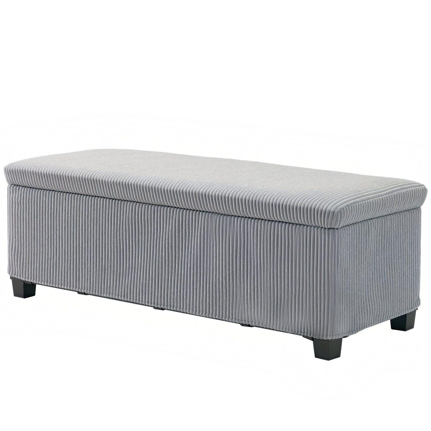 44 Inches Ottoman with Storage, Lid, Legs, Corduroy End of Bed Bench for Living Room, Bedroom, Entryway, Light Grey