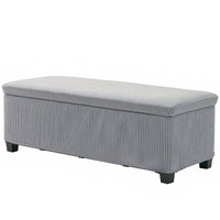 44 Inches Ottoman with Storage, Lid, Legs, Corduroy End of Bed Bench for Living Room, Bedroom, Entryway, Light Grey