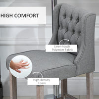 Set of 2 40Inch Button Tufted Bar stools High Counter Dining Height Chairs Grey
