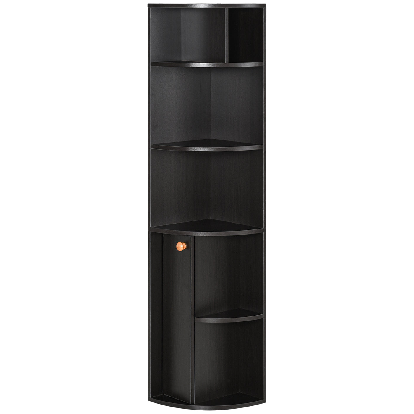 5-Tier Corner Bookcase, Storage Bookshelf, Freestanding Display Shelves with Open Compartments and Cabinet for Home Office, Living Room, Study, Black