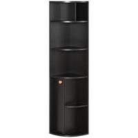 5-Tier Corner Bookcase, Storage Bookshelf, Freestanding Display Shelves with Open Compartments and Cabinet for Home Office, Living Room, Study, Black