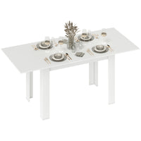 Modern Extendable Dining Table, 55.1 x 31.5 in, for 6-8 People, Expandable Dining Table for Kitchen, White
