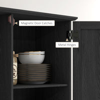 70" Tall Kitchen Pantry Cabinet with Door Shelves and Adjustable Shelves, Black Wood Grain