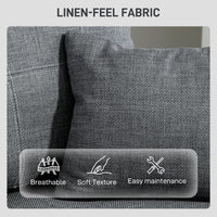 Modern Upholstered Couch, 3 Seater Sofa with Thick Spring Cushions and Deep Seat for Living Room, Dark Grey