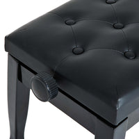 25" Adjustable Height Piano Bench with Padded Cushion, Keyboard Seat with Solid Wood Legs, Black