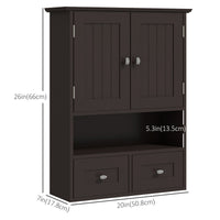 Medicine Cabinet, Bathroom Wall Cabinet with Shelf and Drawers for Hallway, Living Room, Brown