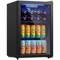 2.4 Cu.Ft Beverage Refrigerator, 70 Can Beverage Fridge Cooler with Double-Layer Glass Door