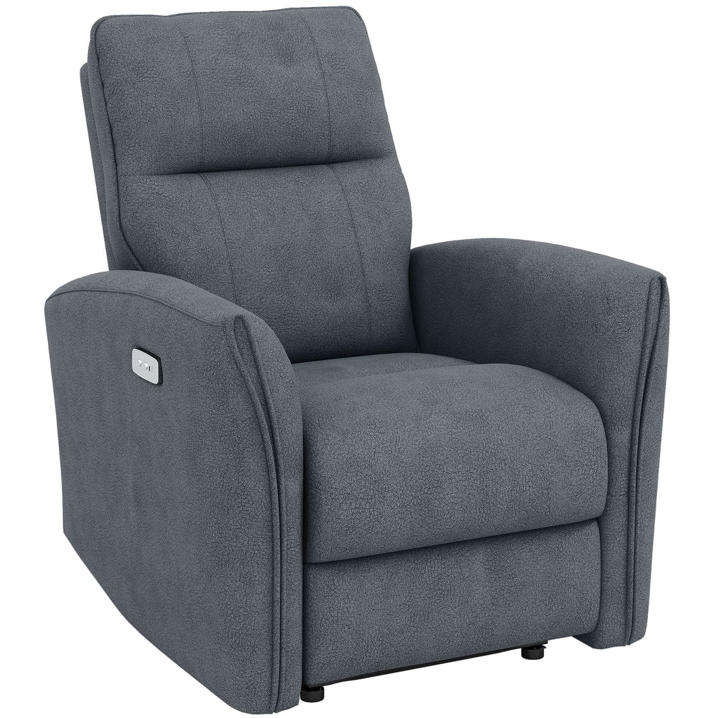 Power Recliner Chair, Dyed Fabric (Like Leathaire) Upholstered Recliner Chair with USB Ports, Footrest, Charcoal Grey