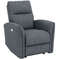Power Recliner Chair, Dyed Fabric (Like Leathaire) Upholstered Recliner Chair with USB Ports, Footrest, Charcoal Grey