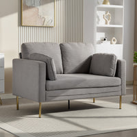 Loveseat Sofa, 55" Small Sofa Couch with 2 Pillows, Metal Legs for Living Room, Bedroom, Apartment, Grey