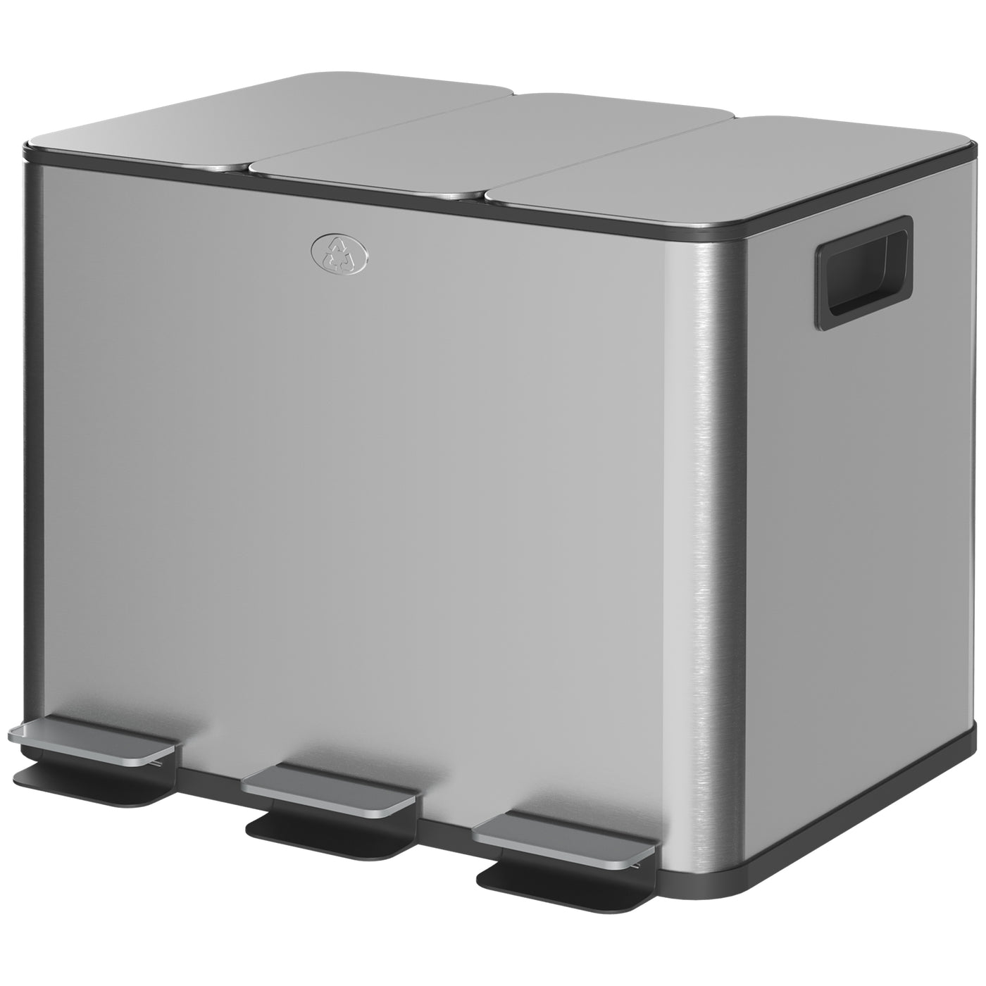 Garbage Bin, Soft-Close Trash Can with Foot Pedal, 3x5 Gallon (3x20 L) Garbage Can with Removable Inner Buckets, Silver