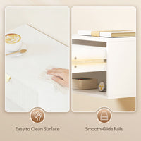 Set of 2 Wall Mounted Bedside Tables, Floating Nightstands with Fluted Drawer and Open Shelf for Bedroom, White