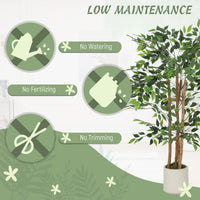 4FT Artificial Banyan Tree Set of 2, Fake Potted Tree with Solid Wood Trunk and Pot for Indoor
