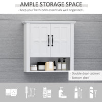 Wall Mount Bathroom Cabinet, Storage Organizer Kitchen Cupboard with 2 Doors and Adjustable Shelf White