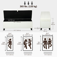 Storage Ottoman Bench, Foot Rest with Safety Hinges, 47 Inches Linen Storage Chest for Living Room, Cream White