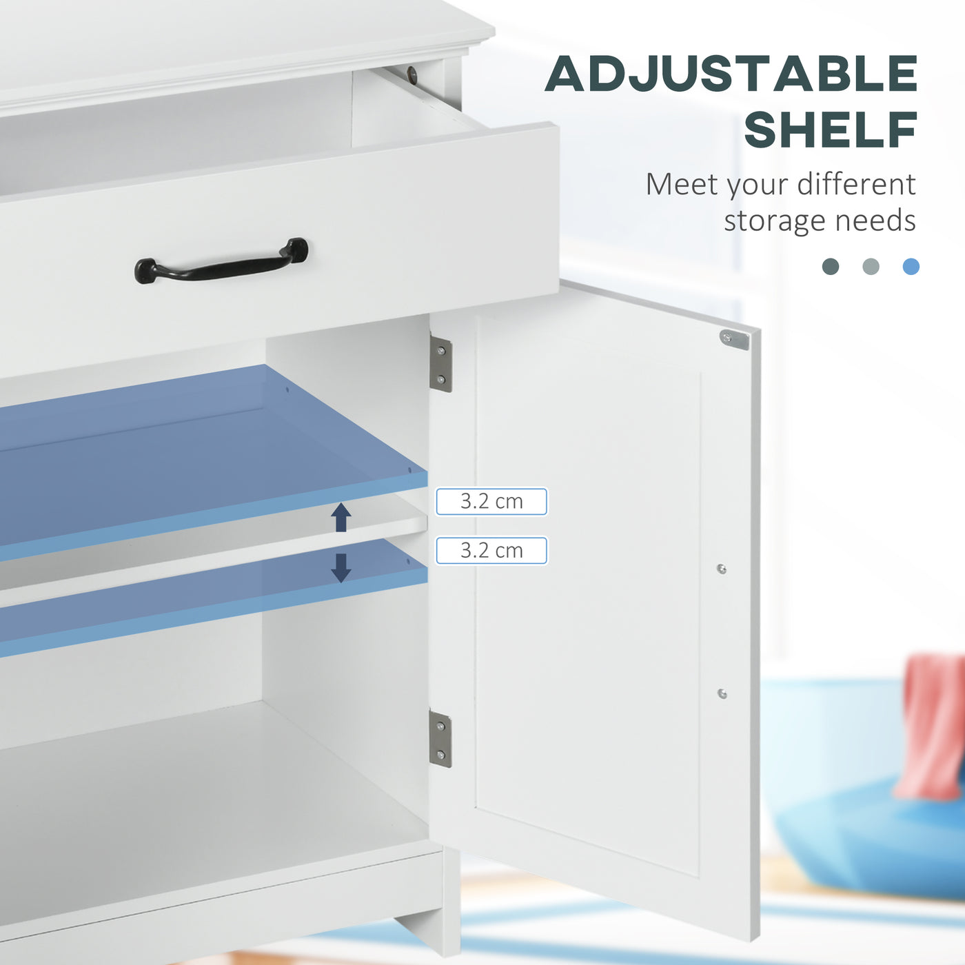 3-Piece Bathroom Furniture Set, Modern Bathroom Storage Cabinet with Drawers and Shelves, Tall and Small Floor Cabinets, Wall-mounted Medicine Cabinet, White
