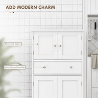 50.5" Kitchen Storage Cabinet, Modern Kitchen Pantry Cabinet with 4 Doors, Drawer, Adjustable Shelf, White