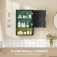 Bathroom Cabinet, Wall Mounted Storage Cabinet with Adjustable Shelves, 40 x 20 x 60 cm, Black