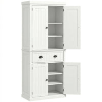 72" Kitchen Pantry, Freestanding Storage Cabinet with Drawer, Doors, Cream White