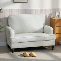 Modern Accent Chair, Leathaire Armchair with Turned Legs and Wide Seat, Single Sofa for Bedroom, Living Room, Cream White