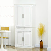72" Kitchen Pantry Cabinet, Freestanding Storage Cabinet, 4-Door Cabinet with Drawer and Adjustable Shelves, White