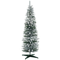 6ft Tall Pencil Artificial Christmas Tree, Holiday Décor with Snow Flocked Branches, Green