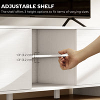 TV Stand for up to 65 Inch TV, Nordic Entertainment Center with 2 Cabinets and 2 Open Shelves for Living Room, White