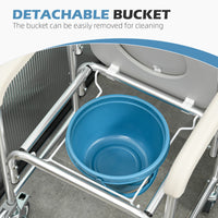 3-in-1 Shower Commode Wheelchair, Transport Beside Commode Chair with Padded Seat for the Elderly, Disabled
