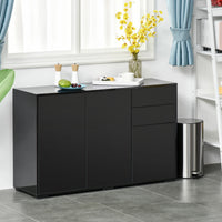 Kitchen Sideboard Storage Cabinet, Modern Coffee Bar with Push-Open Design and 2 Drawers for Living Room, Black