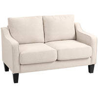 Loveseat Sofa, Modern Couch with Pocket Spring, Linen Upholstered, Thick Padded, Beige