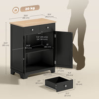 Sideboard Buffet Cabinet with Storage, 27" Kitchen Cabinet with Adjustable Shelf, 2 Drawers and 2 Doors, Coffee Bar Cabinet with Rubberwood Tabletop, Black
