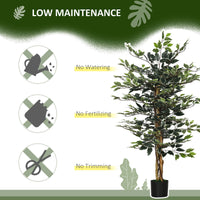 4.3FT Artificial Ficus Tree, Fake Tree with Leaves, Faux Plant in Nursery Pot for Indoor Decoration