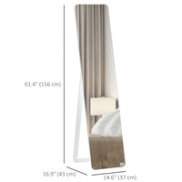 Full Length Mirror for Bedroom, Free Standing Dressing Mirror, Wall Mirror with Wood Frame, 15" x 61", White