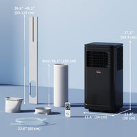 8000 BTU Portable Air Conditioner with Cooling, Dehumidifier, Remote Control, 24-Hour Timer, Window Mount Kit, Black