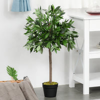 3FT Artificial Laurel Tree Set of 2, Lifelike Fake Plant with 564 Leaves, Potted Fake Plant for Home Office Decor, Green