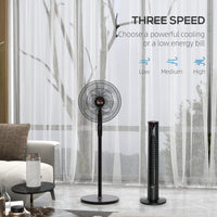 Tower Fan and 16" Pedestal Fan Set, with Remote Control, Height Adjustable, Tilted Head, Timer, Oscillating Standing Fan, Stand Floor Fans for Bedroom, Black