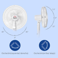 Standing Floor Fan with Remote Control, Stand Up Cooling Fan, Tall Pedestal Electric Fan for Home Bedroom, White