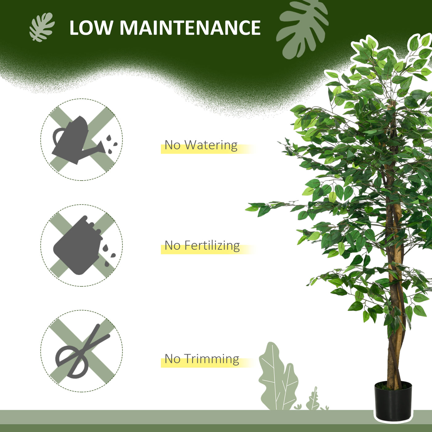 5ft Artificial Tree Ficus, Indoor Fake Plant with Pot, for Home Decor