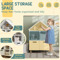 Qaba 3 Tier Kids Bookshelf with Two Drawers, for Bedroom, Kids Room, White