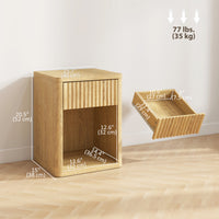 Nightstand with Drawer and Open Shelf, Modern Bedside Table Set of 2 for Bedroom Living Room, Oak