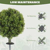Artificial Boxwood Topiary Trees Set of 2 with Ground Stake, UV Resistant Fake Plants for Indoor Outdoor, Green