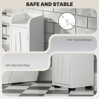 Narrow Bathroom Cabinet, Tall Bathroom Storage Cabinet with Barn Doors, Drawer and Adjustable Shelves, White Wood Grain