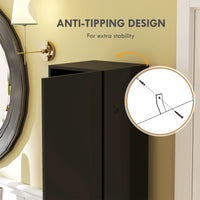 Tall Bathroom Cabinet, High Gloss Storage Cabinet with Doors and Adjustable Shelves, 11.8" x 11.8" x 71.5", Black