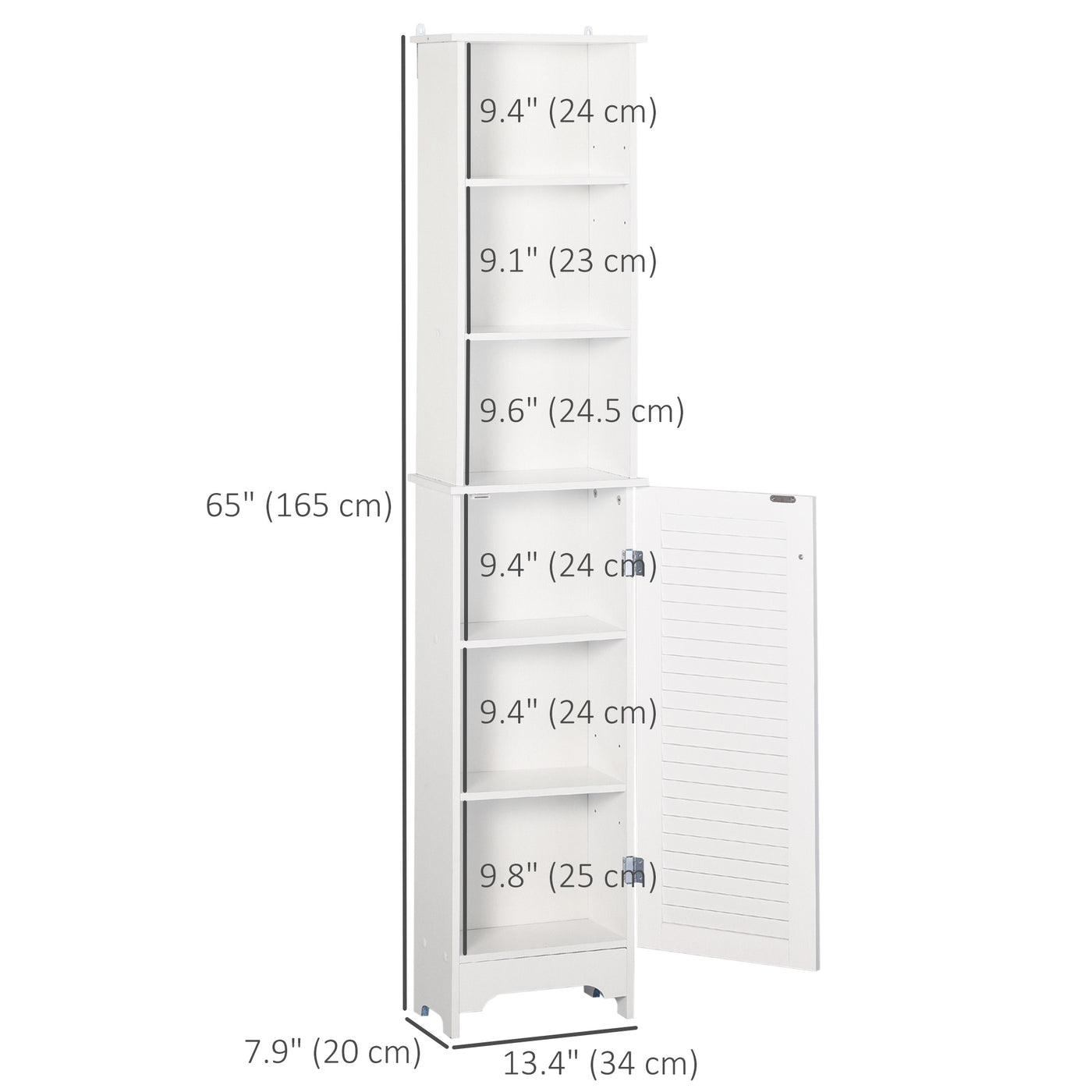Tall Bathroom Storage Cabinet, Freestanding Linen Tower with 3-Tier Open Adjustable Shelf, White