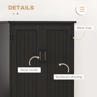 48" 4-Door Storage Cabinet Multi-Storey Large Space Pantry with Adjustable Shelves Black