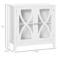 Kitchen Sideboard, Glass Door Buffet Cabinet, Bathroom Storage Cabinet with Adjustable Storage Shelf for Dining Room, Living Room, White