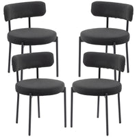 4 Pieces Kitchen Chairs, Modern Dining Chairs w/ Corduroy Upholstery and Steel Legs for Living Room, Black