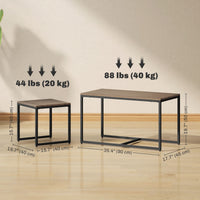 Nesting Coffee Table Set of 3, Modern End Tables with Black Metal Frame for Living Room Home Furniture, Brown