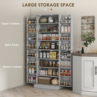 65" Kitchen Cabinet, Kitchen Pantry Cabinet with 4 Doors and 16 Door Shelves for Dining Room, Grey